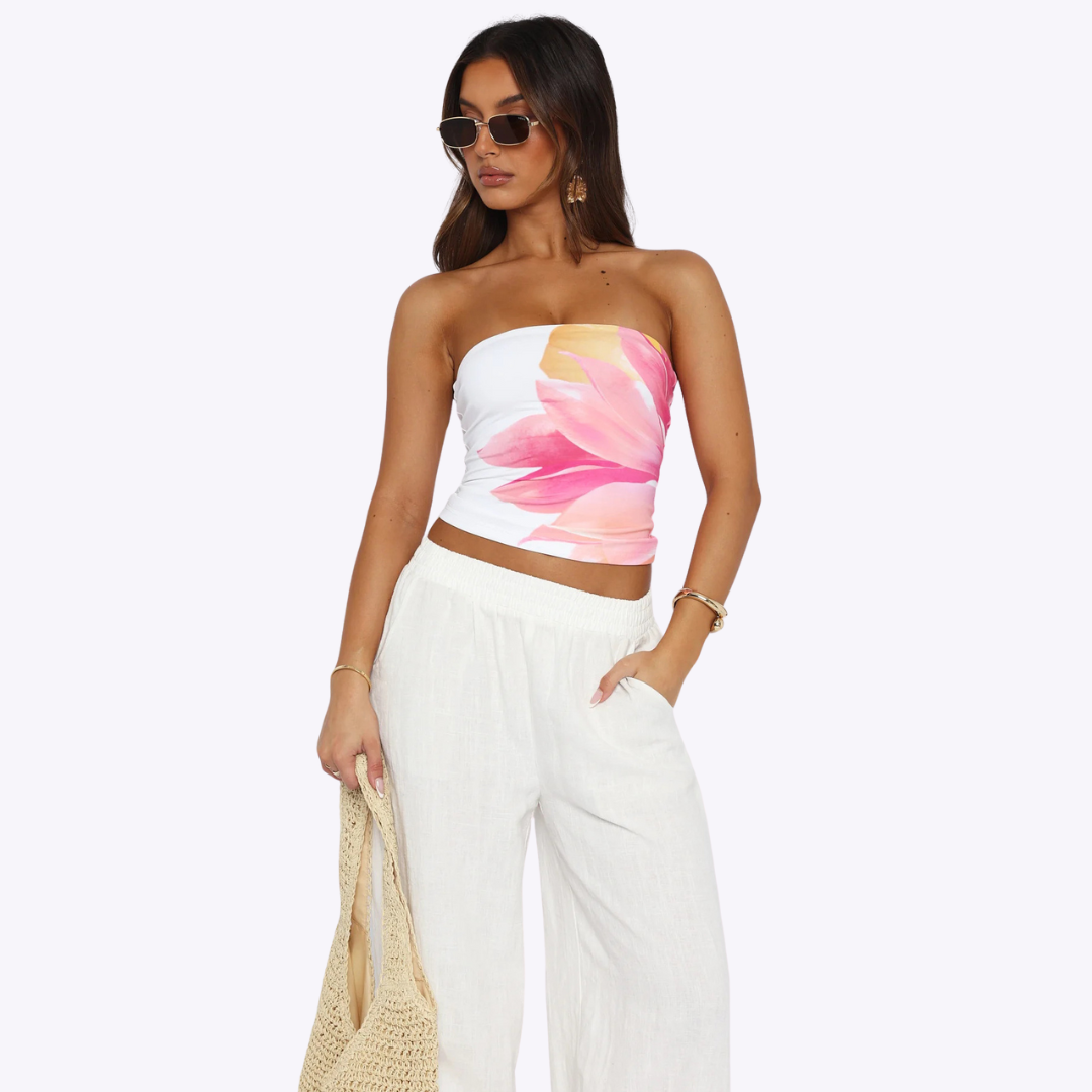 Image of Floral Strapless Tube Top